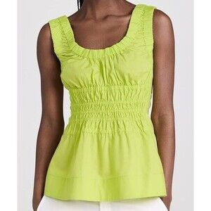 Proenza Schouler Lime Green Tank Off Duty Model Spring 100% Cotton Blouse NWT 6
